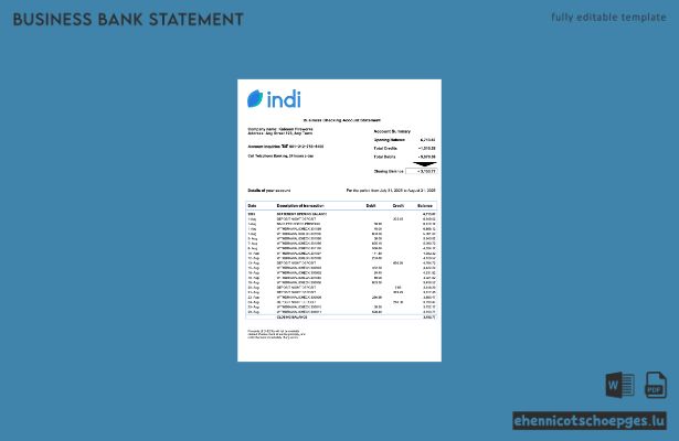 USA Indi Unternehmenserklärung Word- und PDF-Beispielvorschau
